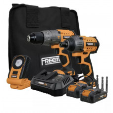 Комбинированный набор аккумуляторныхинструментов FREEMAN  20V 4Ah Cordless Drill & Impact Driver& lamp (два АКБ), (БЕСЩЕТОЧНЫЙ)